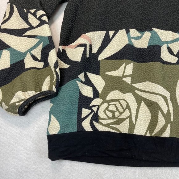 Vintage WESTON Womens XL Black Abstract Floral Multi Long Sleeve Sweater - Picture 5 of 10